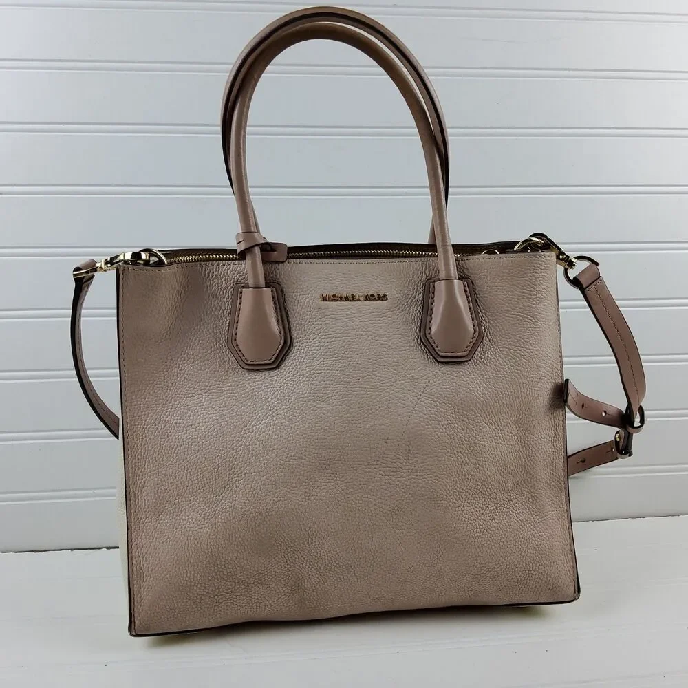 Michael Kors MK Pebbled Leather Satchel Crossbody Shoulder Handbag Purse